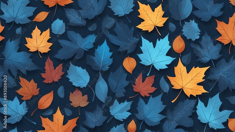 blue autumn leaves abstract background design blue autumn leaves abstract background design