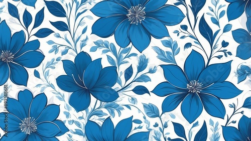 Wallpaper Mural blue floral pattern abstract background design Torontodigital.ca