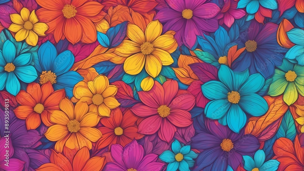 Fototapeta premium rainbow floral pattern abstract background design