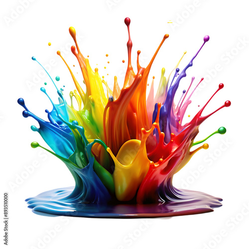 Abstract color splash vector symbol rainbow multicolored liquid splashing over a isolated background
