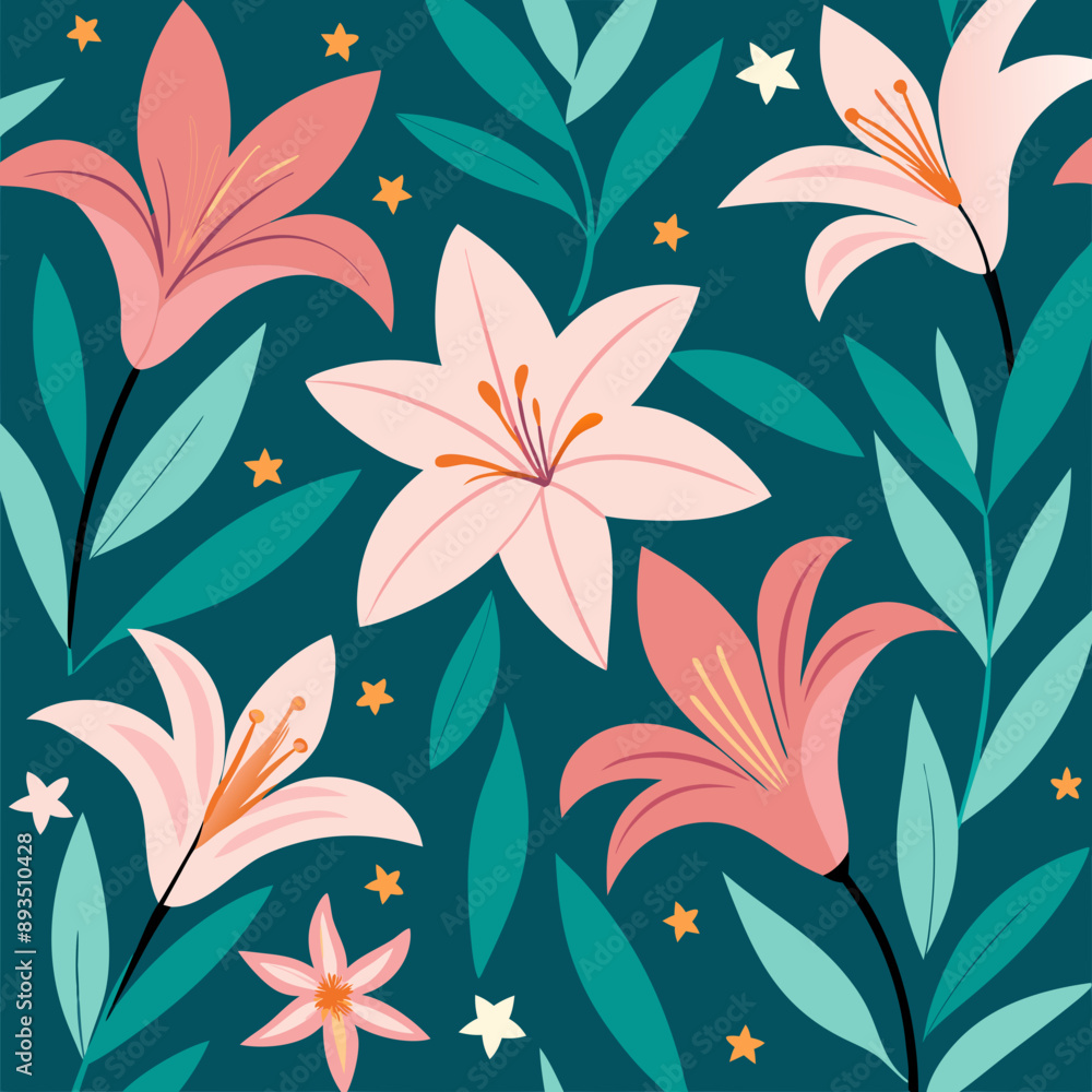 Fototapeta premium Patterns of flowers with lilies