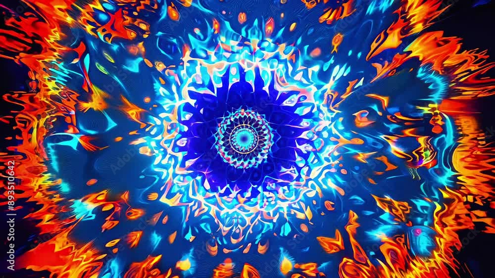 A mesmerizing abstract orb with fiery orange and electric blue patterns, creating a dynamic and energetic visual effect. A mesmerizing abstract orb with fiery orange and electric blue patterns, creating a dynamic and energetic visual effect.