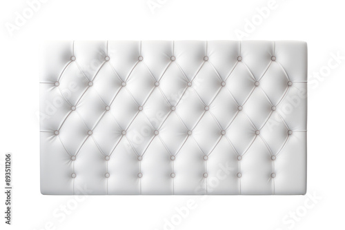 stylish white headboard upholstered in soft velvet fabric, isolated on white background