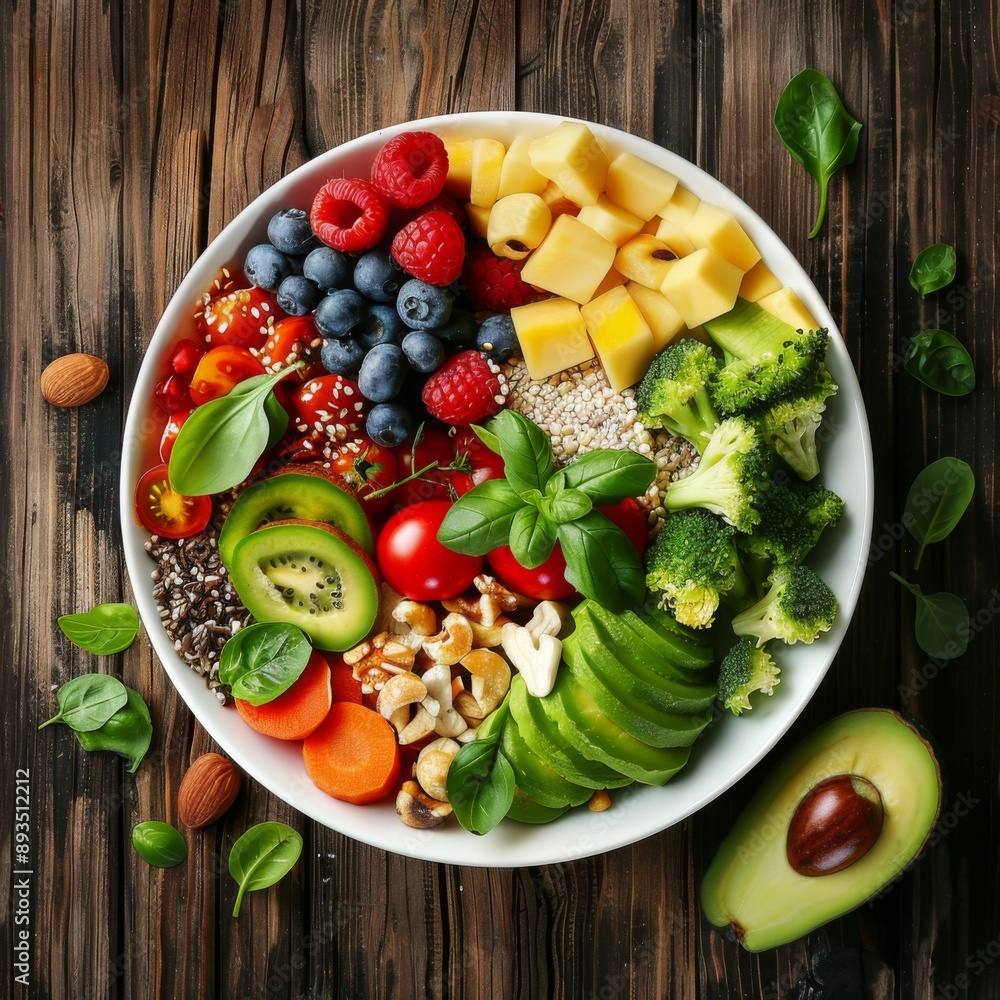 Healthy Food Photography Surplus Calorie Combinations with Fruits and Vegetables on Diverse Backgrounds Healthy Food Photography Surplus Calorie Combinations with Fruits and Vegetables on Diverse Backgrounds