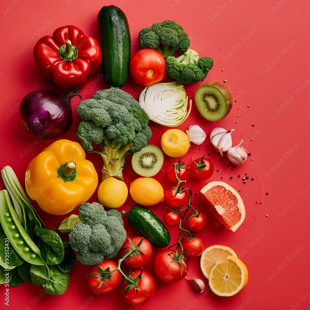 Healthy Food Photography Surplus Calorie Combinations with Fruits and Vegetables on Diverse Backgrounds Healthy Food Photography Surplus Calorie Combinations with Fruits and Vegetables on Diverse Backgrounds