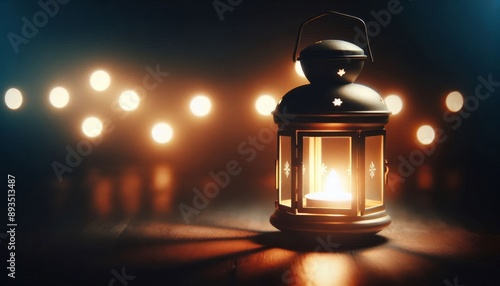 Wallpaper Mural A beautifully illuminated vintage lantern casting soft light, symbolizing warmth, nostalgia, tranquility, comfort, and inspiration., A beautifully illuminated vintage lantern casting soft light Torontodigital.ca