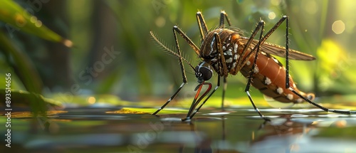 Wallpaper Mural Illustration of a mosquito near a swamp with ample copy space, vibrant colors, and professional design Torontodigital.ca