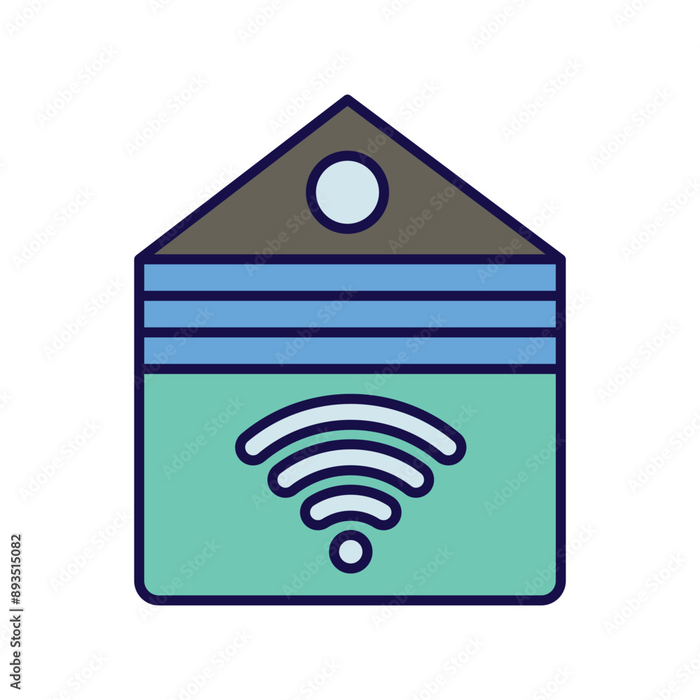 smart garage color line icon with white background vector stock illustration smart garage color line icon with white background vector stock illustration