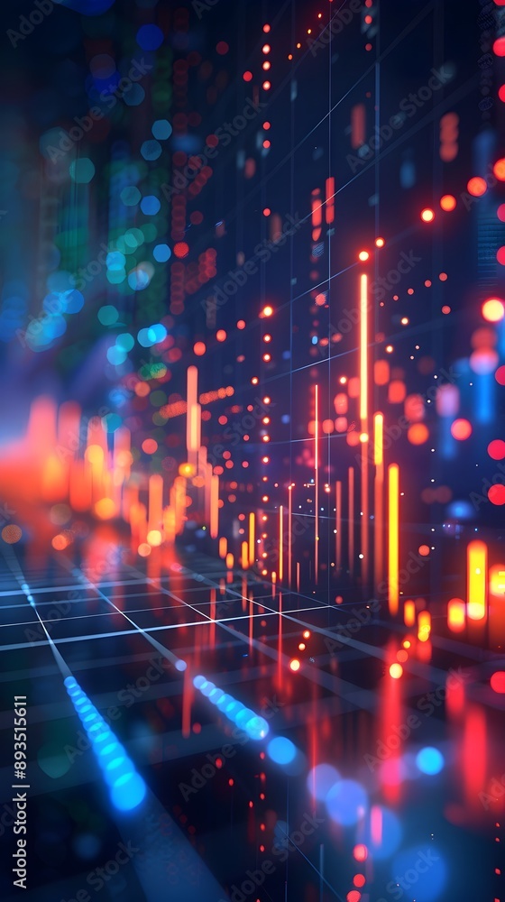 Fototapeta premium Digitized Financial Growth Chart with Sleek Modern Design for Market and Business Concepts