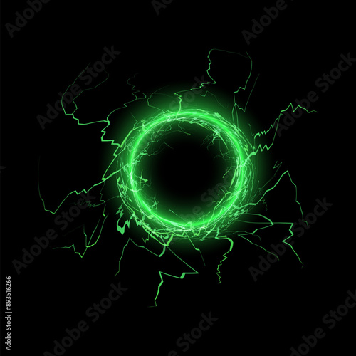 Green electric energy ring vector illustration