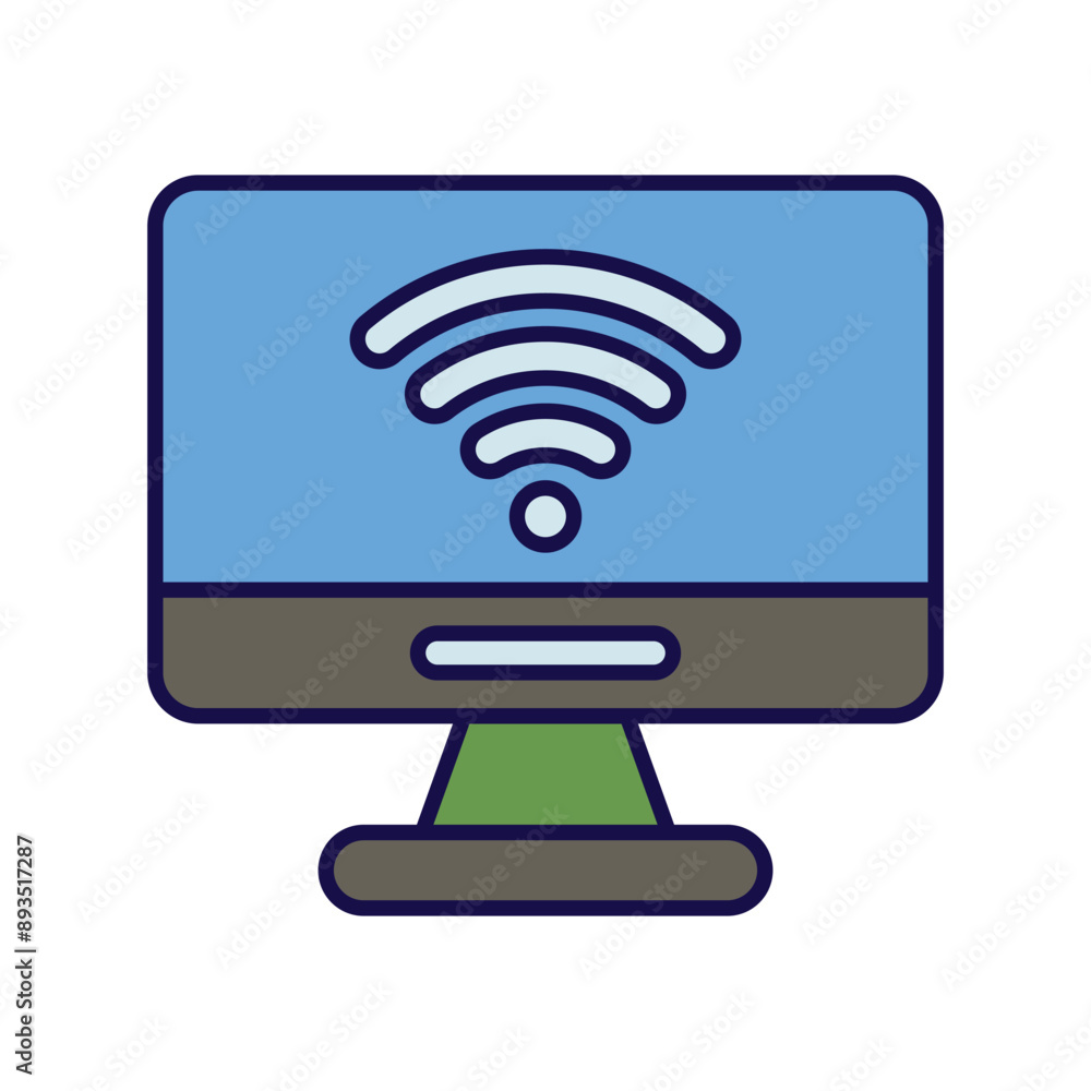 smart TV color line icon with white background vector stock illustration smart TV color line icon with white background vector stock illustration