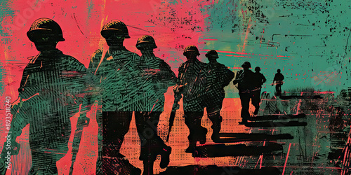 The Eroding Edges of Sanity: A line of soldiers pacing, their faces haunted by the horrors they've witnessed