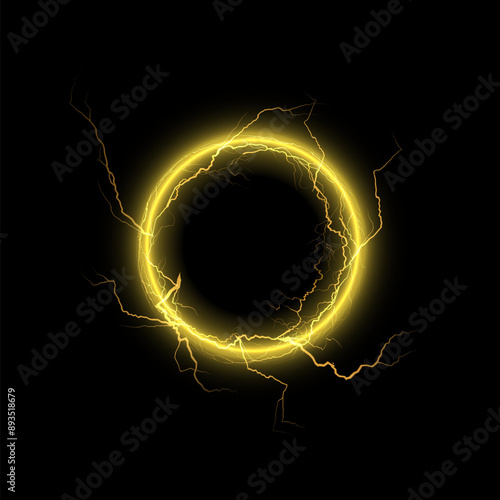 Electric circle with lightning bolts vector illustration