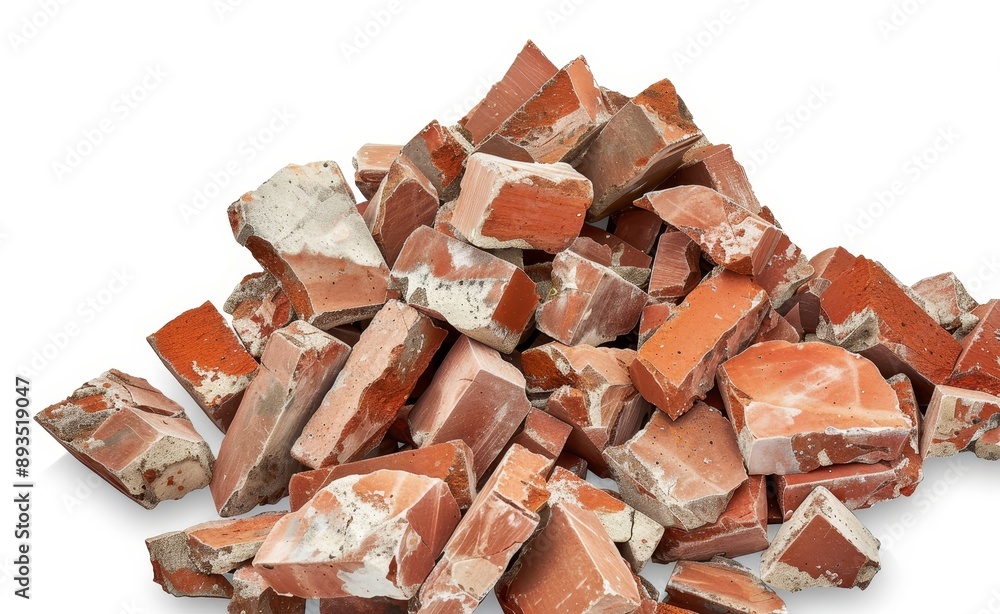 An isolated side view of shattered, broken tiles An isolated side view of shattered, broken tiles