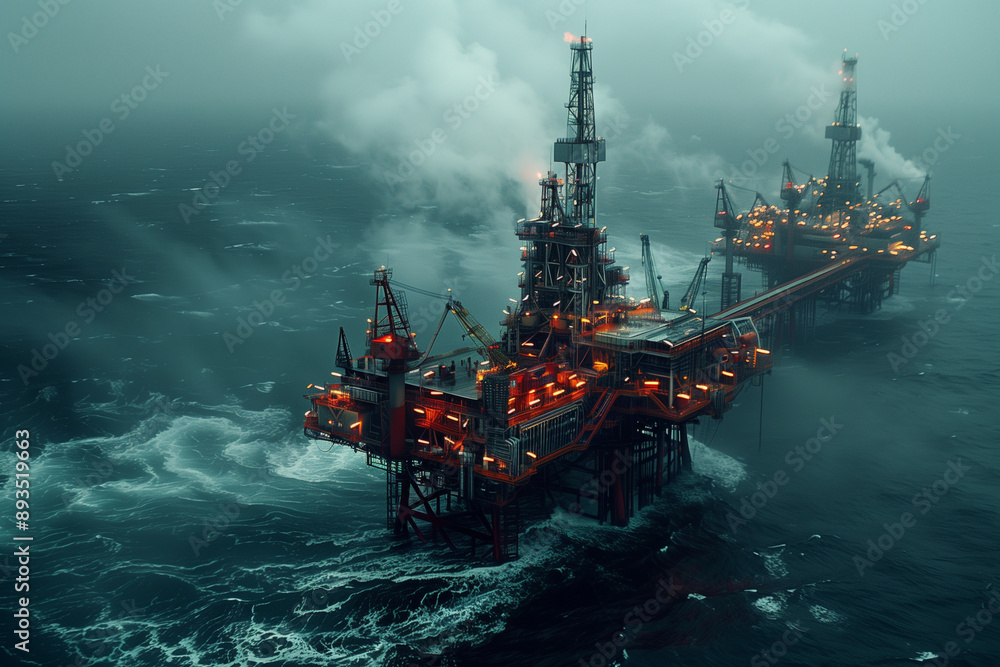 Oil Rig's Close Stationing Near the Offshore Field Oil Rig's Close Stationing Near the Offshore Field