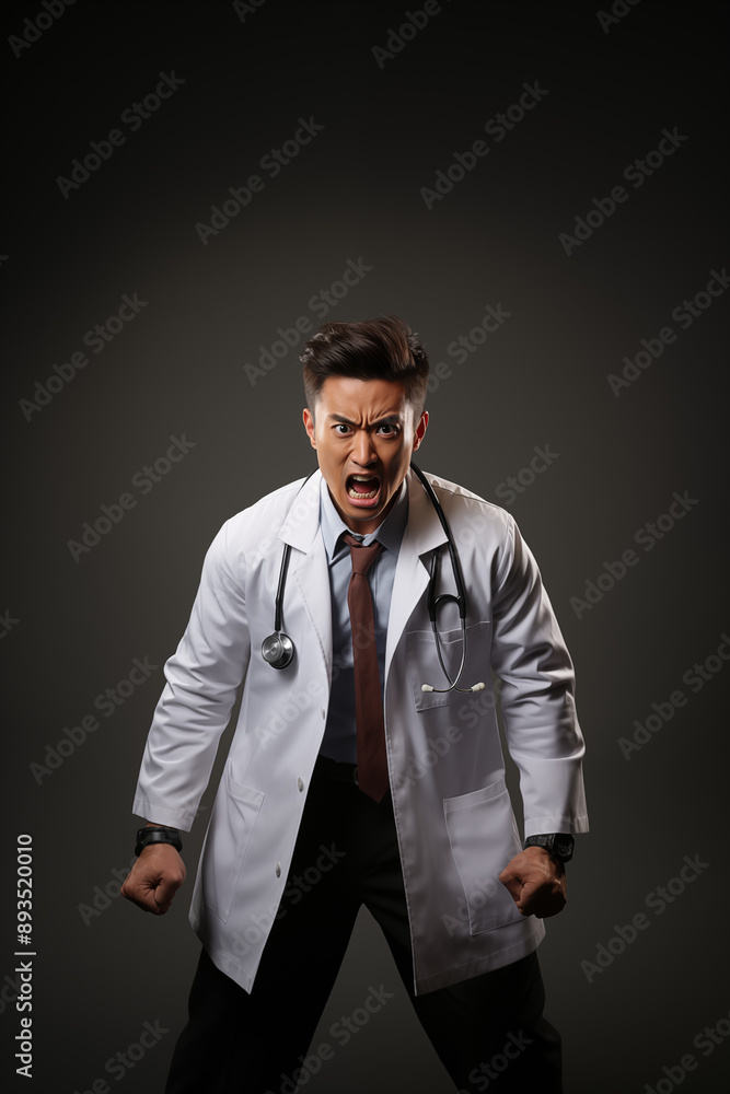 An Asian medical technician wearing a lab coat An Asian medical technician wearing a lab coat