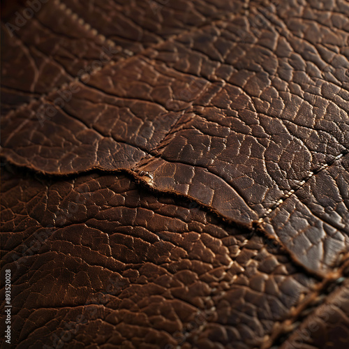 a close up of a piece of brown leather photo