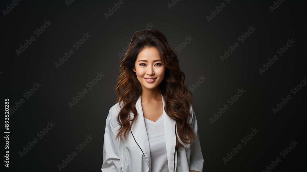 An Asian medical technician wearing a lab coat
