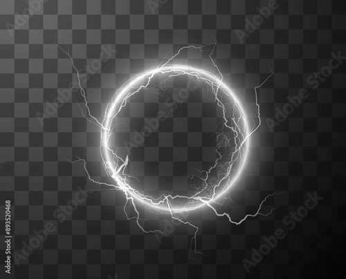 Electric thunder circle frame vector illustration photo