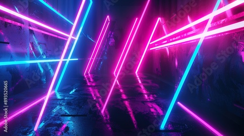 Vibrant neon lights illuminate a dynamic party scene, with neon style visuals creating an electrifying atmosphere. contemporary art and party themes.celebrations