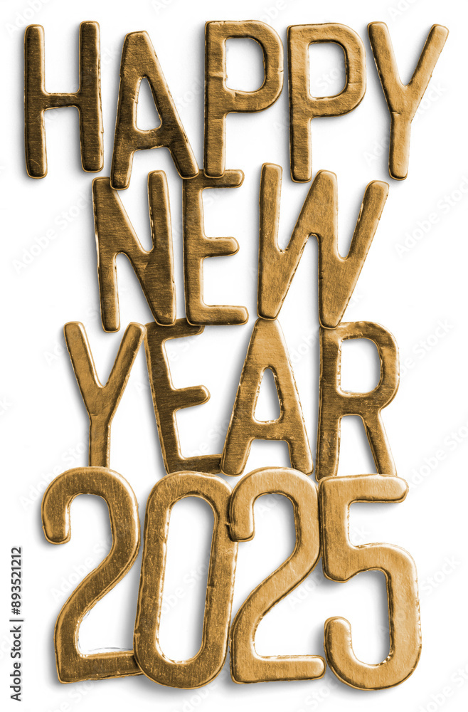Gold Metallic Happy New Year 2025 Text Gold Metallic Happy New Year 2025 Text