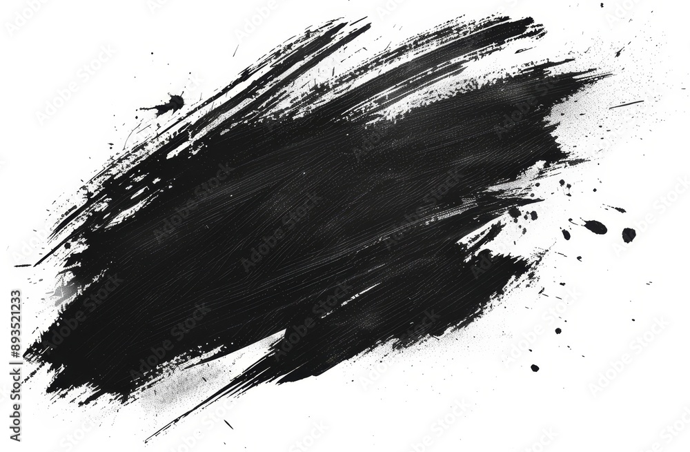 Isolated black grunge brush strokes, oil paint on white background Isolated black grunge brush strokes, oil paint on white background