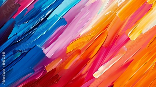 A colorful abstract painting with brush strokes.