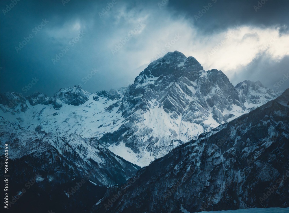 Fototapeta premium Snowstorm on the mountain wallpaper