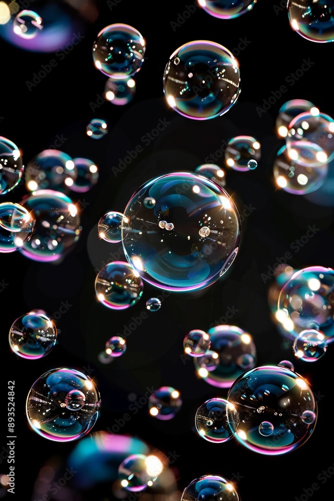 A large number of bubbles floating in the air. A large number of bubbles floating in the air.