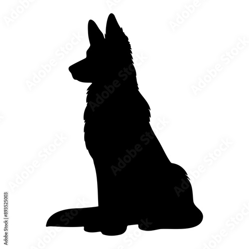 Silhouette of a sitting german shepherd dog