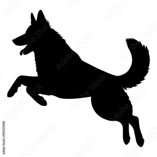 Silhouette of a jumping german shepherd dog