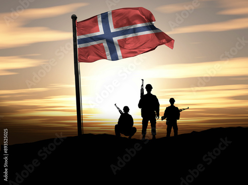 Norway Independence Day, Norway flag with soldiers. Photo Illustration photo