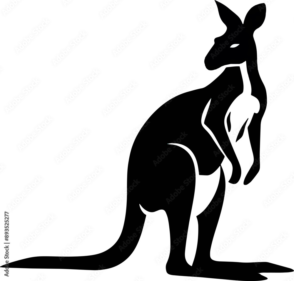 Fototapeta premium Kangaroo Silhouette Vector Illustration