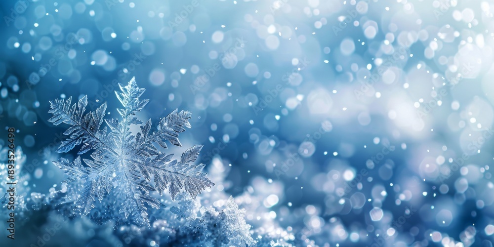 Winter Wonderland Closeup of Snowflakes in a Snowy Scene Winter Wonderland Closeup of Snowflakes in a Snowy Scene