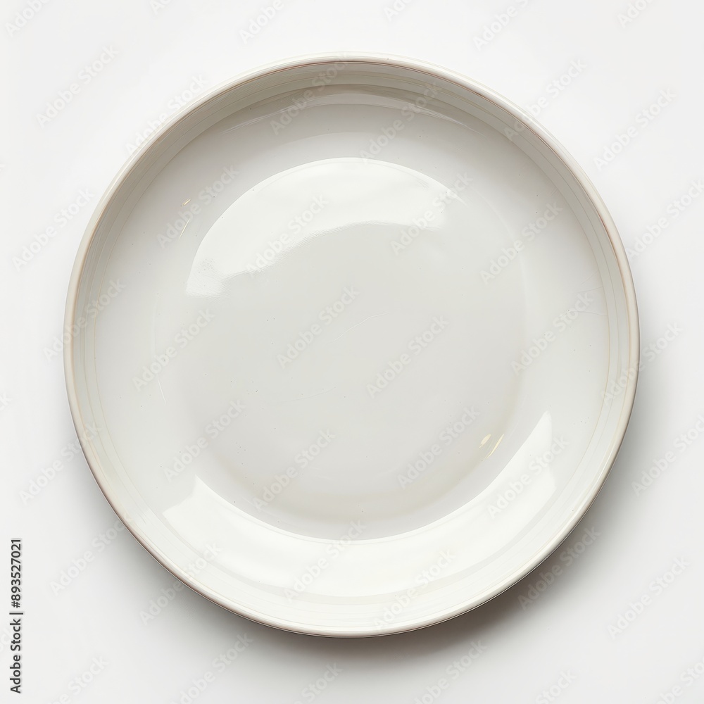 A white ceramic plate on a white background A white ceramic plate on a white background