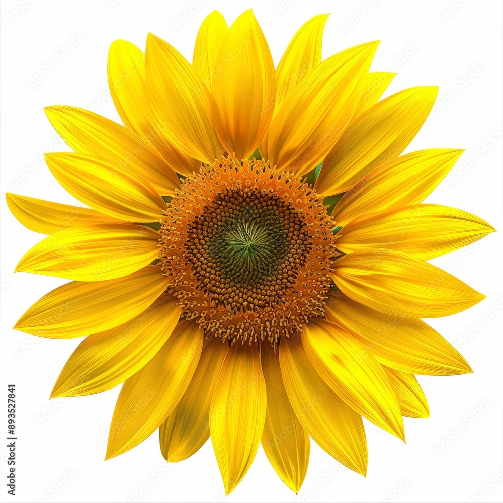 Fototapeta premium A single yellow sunflower on a white background