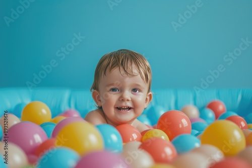 Young Boy Having Fun in Ball Pit