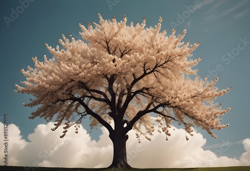 A breathtaking scene featuring a beautiful blossom tree 

