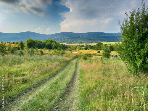 The landscape of Carpathian Mountains in the cloudy weather. Perfect weather condition in the summer season