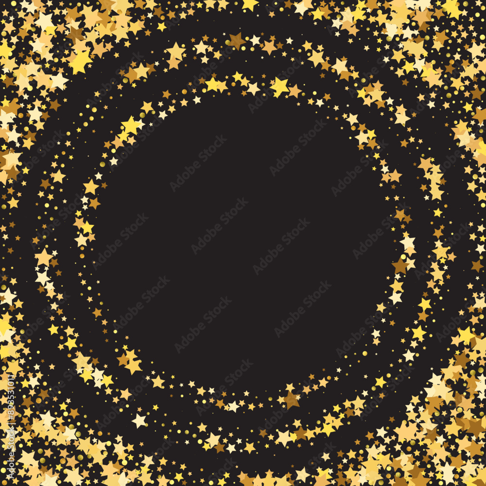 Star Sequin Confetti on Black Background. Voucher Gift Card Template. Isolated Flat Birthday Card. Golden Stars Banner. Christmas Party Frame. Vector Gold Glitter. Falling Particles on Floor. Star Sequin Confetti on Black Background. Voucher Gift Card Template. Isolated Flat Birthday Card. Golden Stars Banner. Christmas Party Frame. Vector Gold Glitter. Falling Particles on Floor.