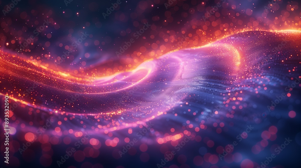 Obraz premium Abstract Orange and Purple Light Trails Over Dark Background