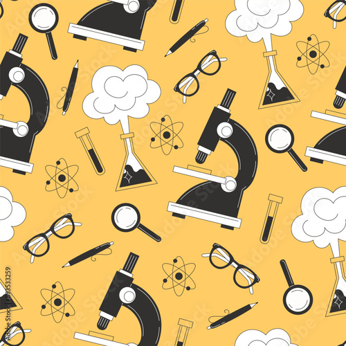 Seamless pattern with laboratory supplies