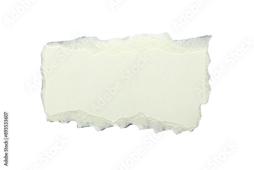 White piece of ripped paper edge cardboard texture isolated on white background with clipping path.