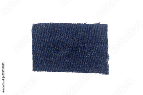 scraps of blue jeans piece texture isolated on white background with clipping path.
