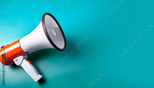 megaphone or loudspeaker on color background communication concept