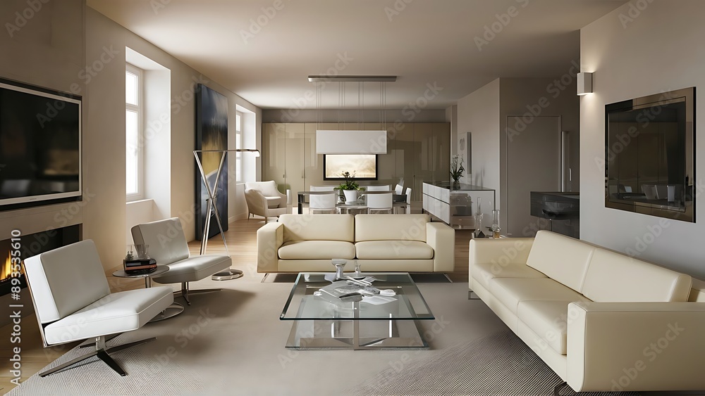 Fototapeta premium 3D render modern interior of living-room