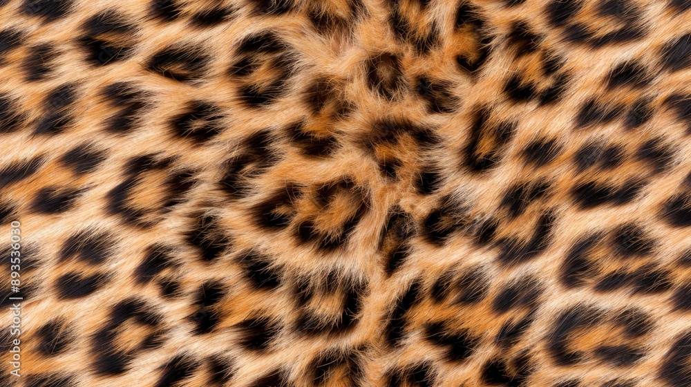 A close-up view of a leopard's fur, showcasing the characteristic black spots and orange-brown background SEAMLESS PATTERN