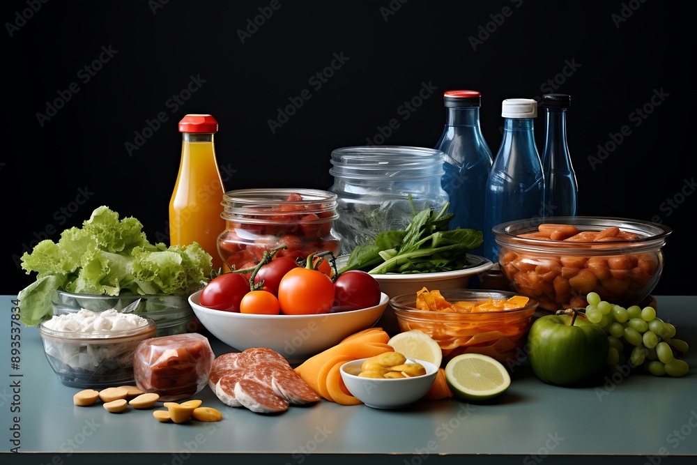 Fresh Fruits and vegetables on isolated background Fresh Fruits and vegetables on isolated background