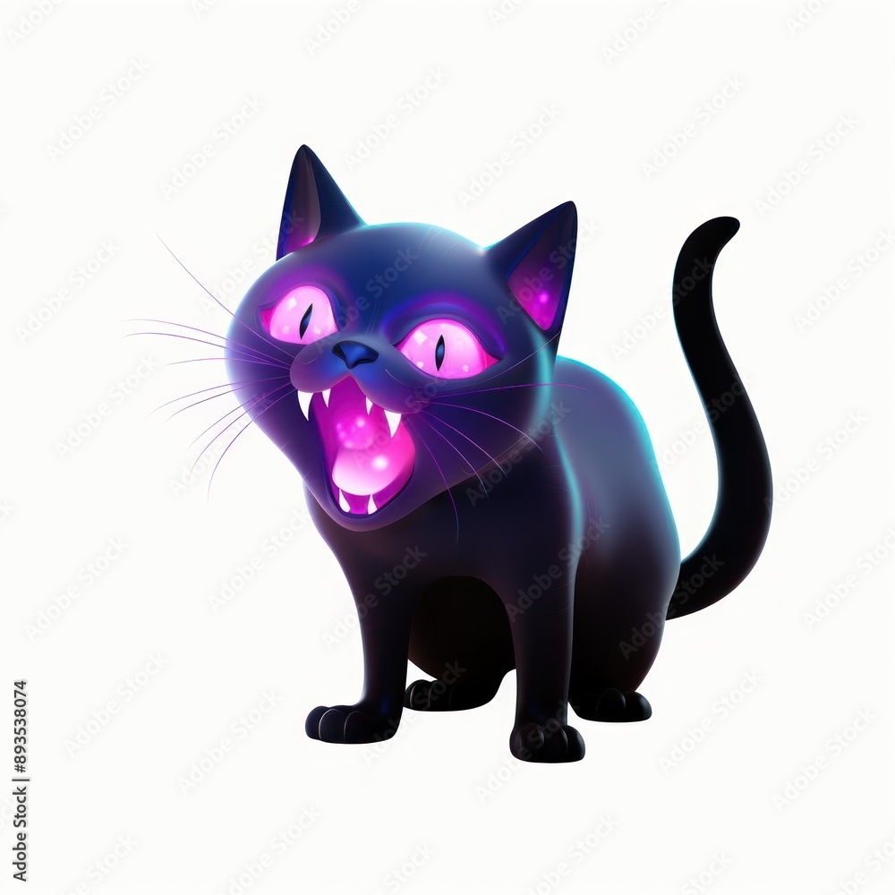 Fototapeta premium Glowing-eyed black cat illustration