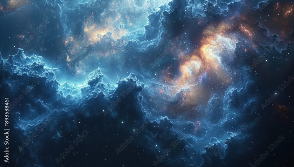 Cosmic Nebula - A Celestial Symphony in Blue and Gold Cosmic Nebula - A Celestial Symphony in Blue and Gold